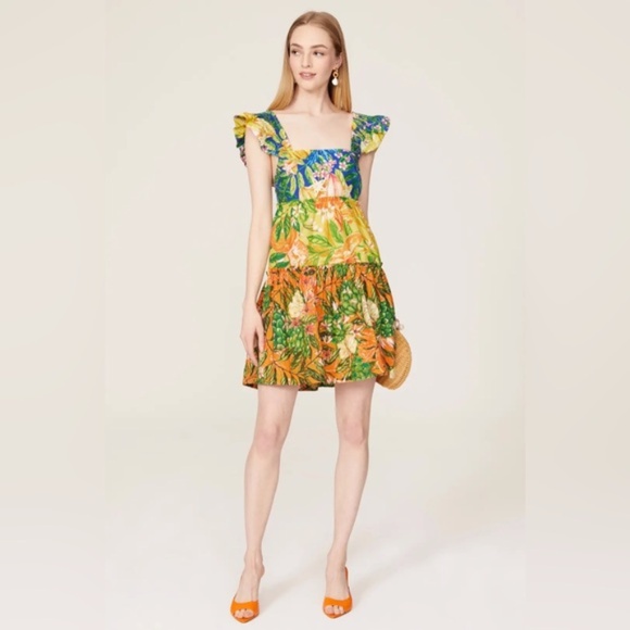 FARM Rio Tropical Print Mini Dress - Green, Yellow, Orange - Picture 6 of 16